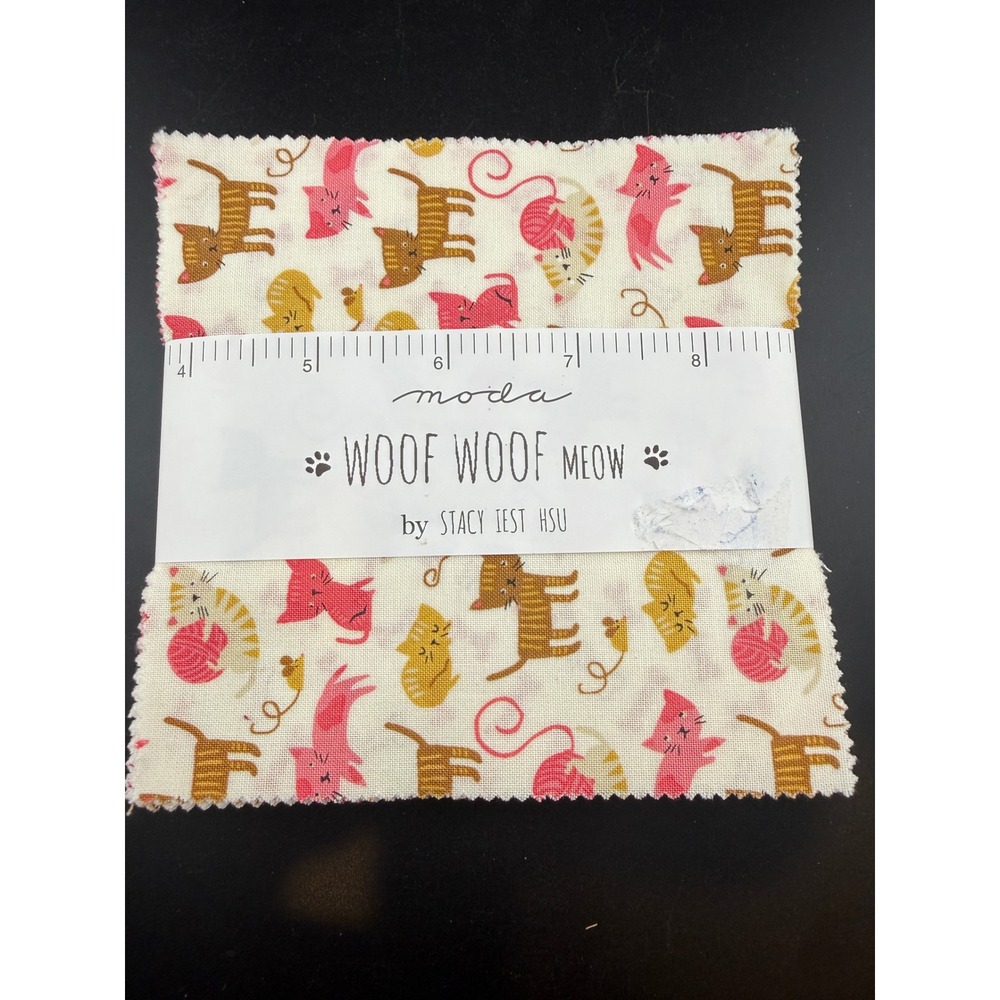 Moda Woof Woof Meow Stacy Iest Hsu 5 Inch Charm Pack Cotton Fabric Squares Pet